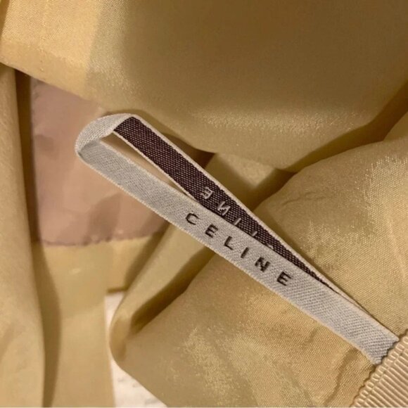 CELINE Women's Pants Gold Metallic Embossed High Waist Straight Leg Trouser 6 - Picture 16 of 16